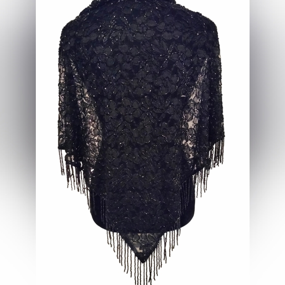 Vintage Hand Beaded Floral Wrap - Picture 2 of 6